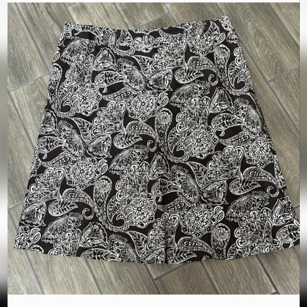 STYLE & CO  Dark Brown and White Linen A Line Skirt